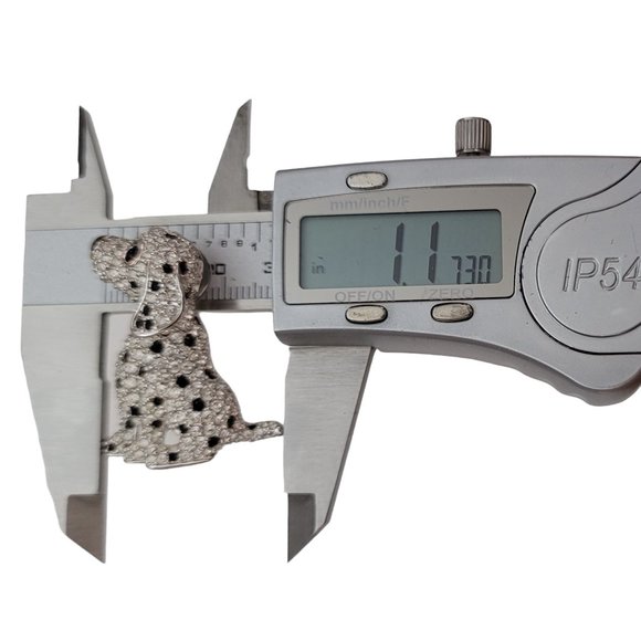 Swarovski Silver Tone Black, Clear Crystal Dalmatian Puppy Dog Brooch Pin K859 - Picture 7 of 9